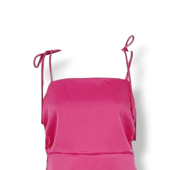 NEW Nasty Gal Ruched Satin Mini Dress in Pink Size 4 - Picture 5 of 16
